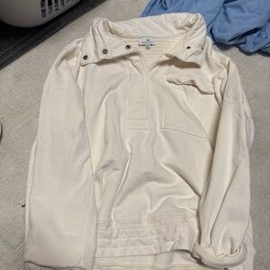 Men's Ivory Zip-Up Sweater
